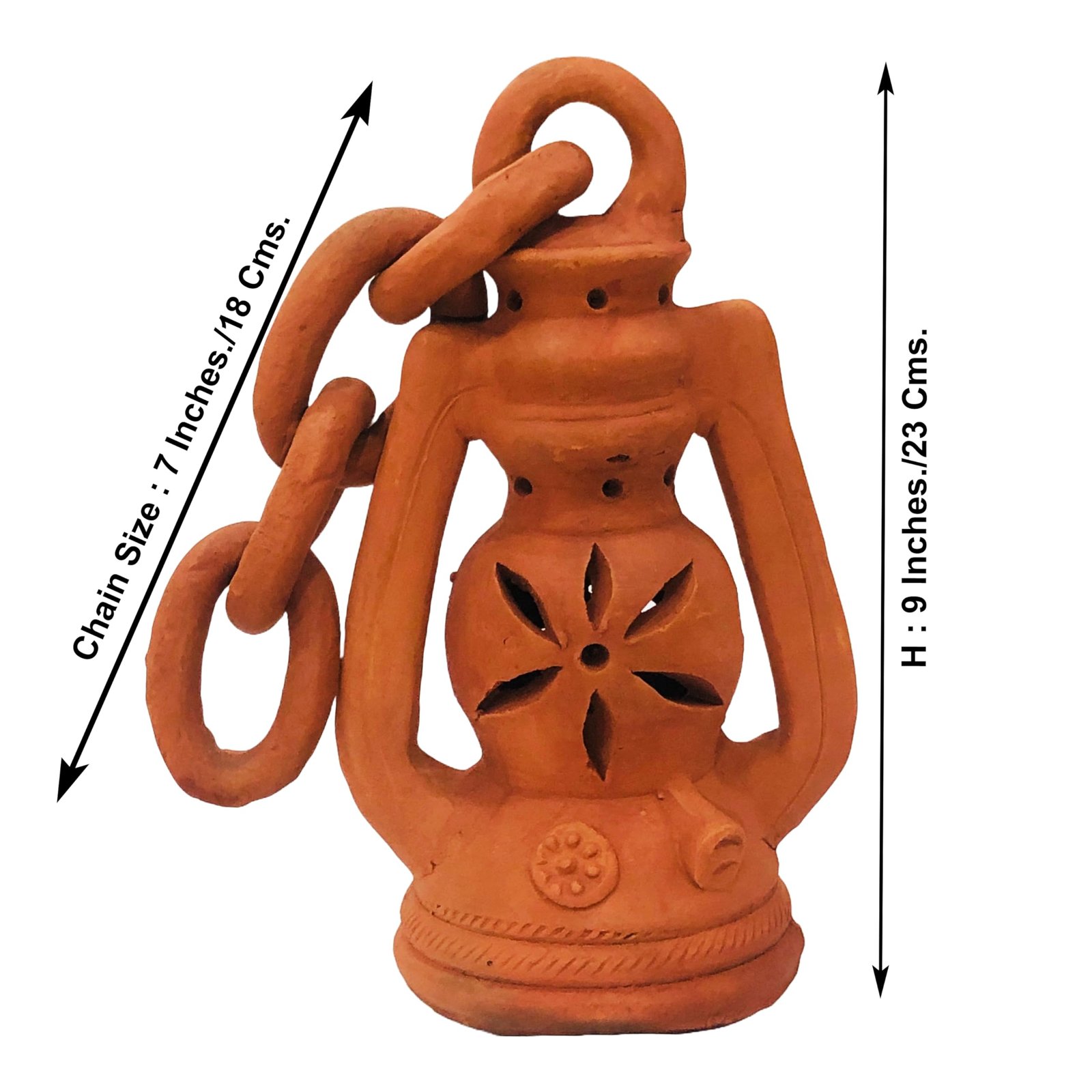 ShopMeFast Decorative Traditional Clay Terracotta Lantern, 23 cms, Hanging Lantern for Home Decor and Garden Decor - Image 8