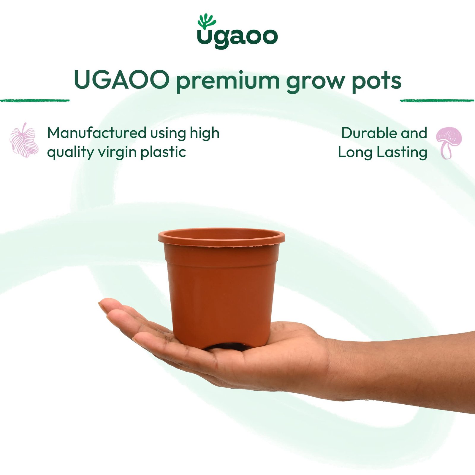 Ugaoo Garden Plastic Pots for Indoor Plants (6 inch, Brown/Terracotta Color, Set of 6) - Image 2