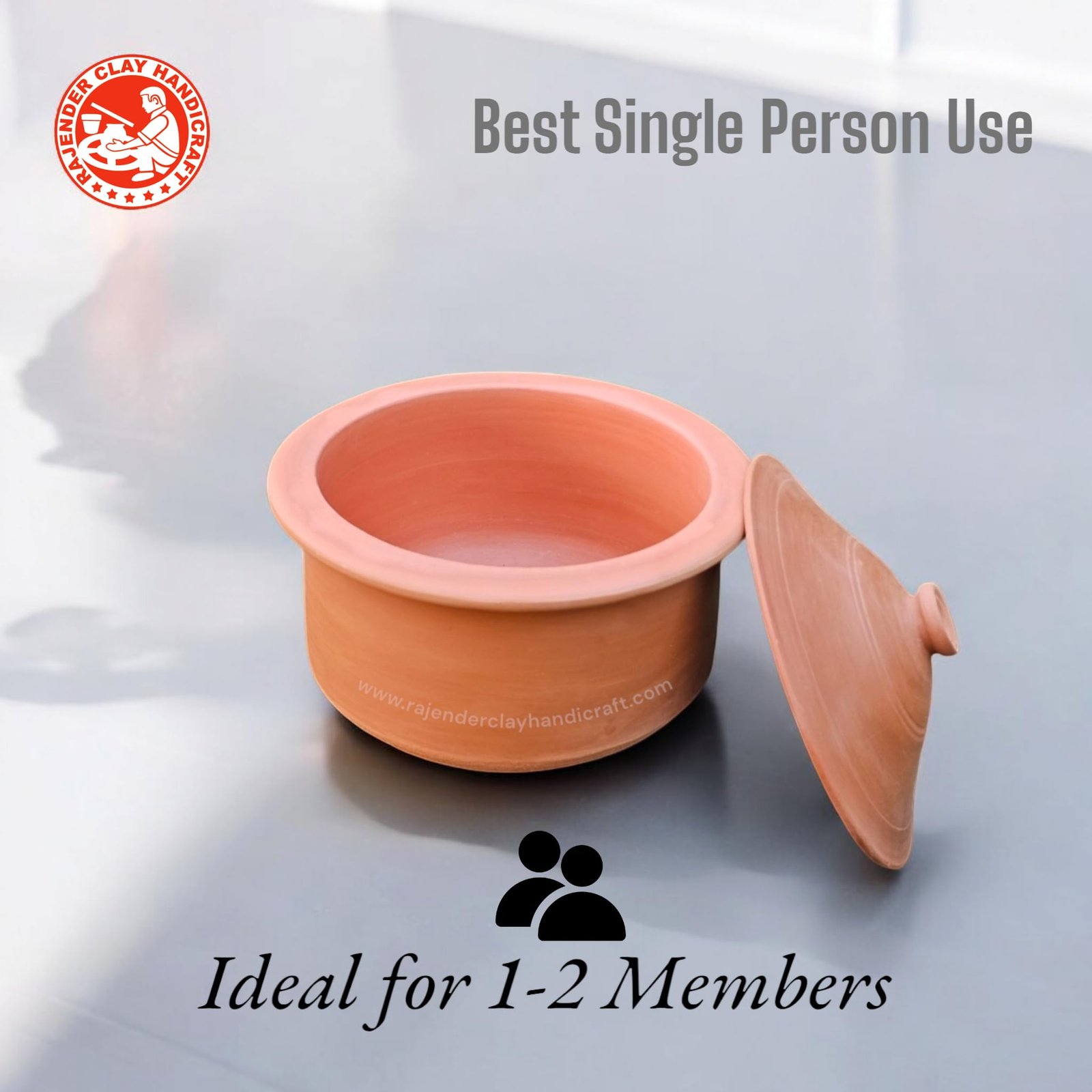 Handcrafted Terracotta Clay Cooking Pot with Lid – Traditional Earthen Cookware for Healthy, Natural Cooking – Ideal for Soups, Curries, and Stews - Mitti Patila for Milk Boiling - Image 2