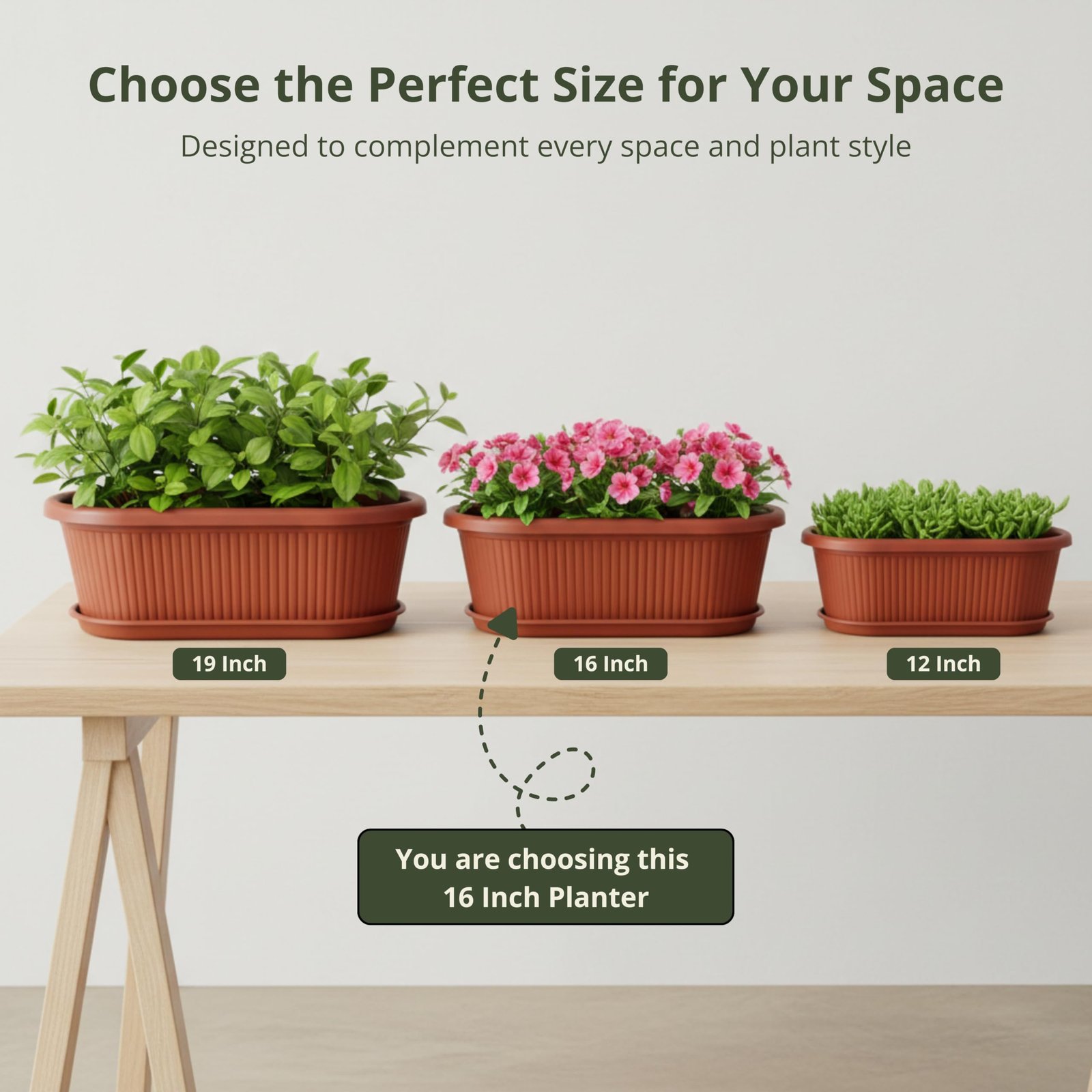 Kraft Seeds Regalia 16 inch Medium(Pack of 1) Flower Pots for Garden with Bottom Plate Big Size Durable UV Resistant Plastic Gamla for Plants Indoor Outdoor Weatherproof - Image 8
