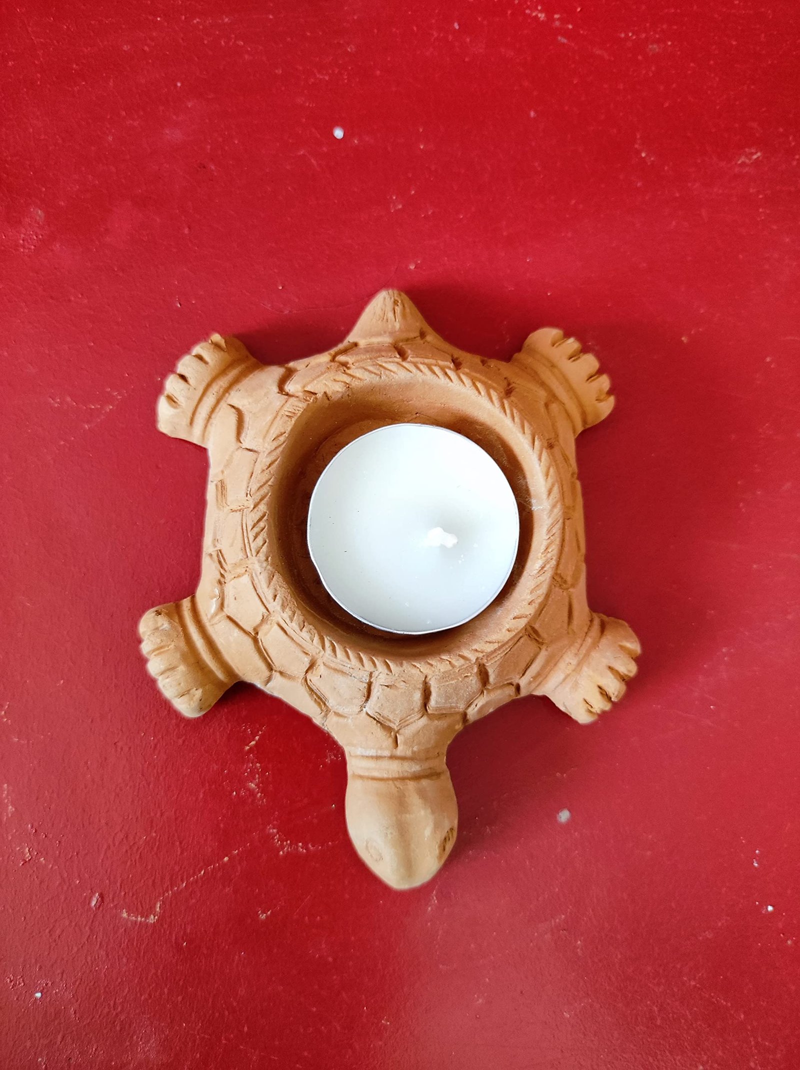 Gachwala Terracotta Tealight Candle Holders – (Pack of 1), Handmade Clay Turtle Figure, Vastu Feng Shui Tortoise for Success Good Luck Clay Tortoise, Candle Stand, Terracotta Decorative for Home - Image 2