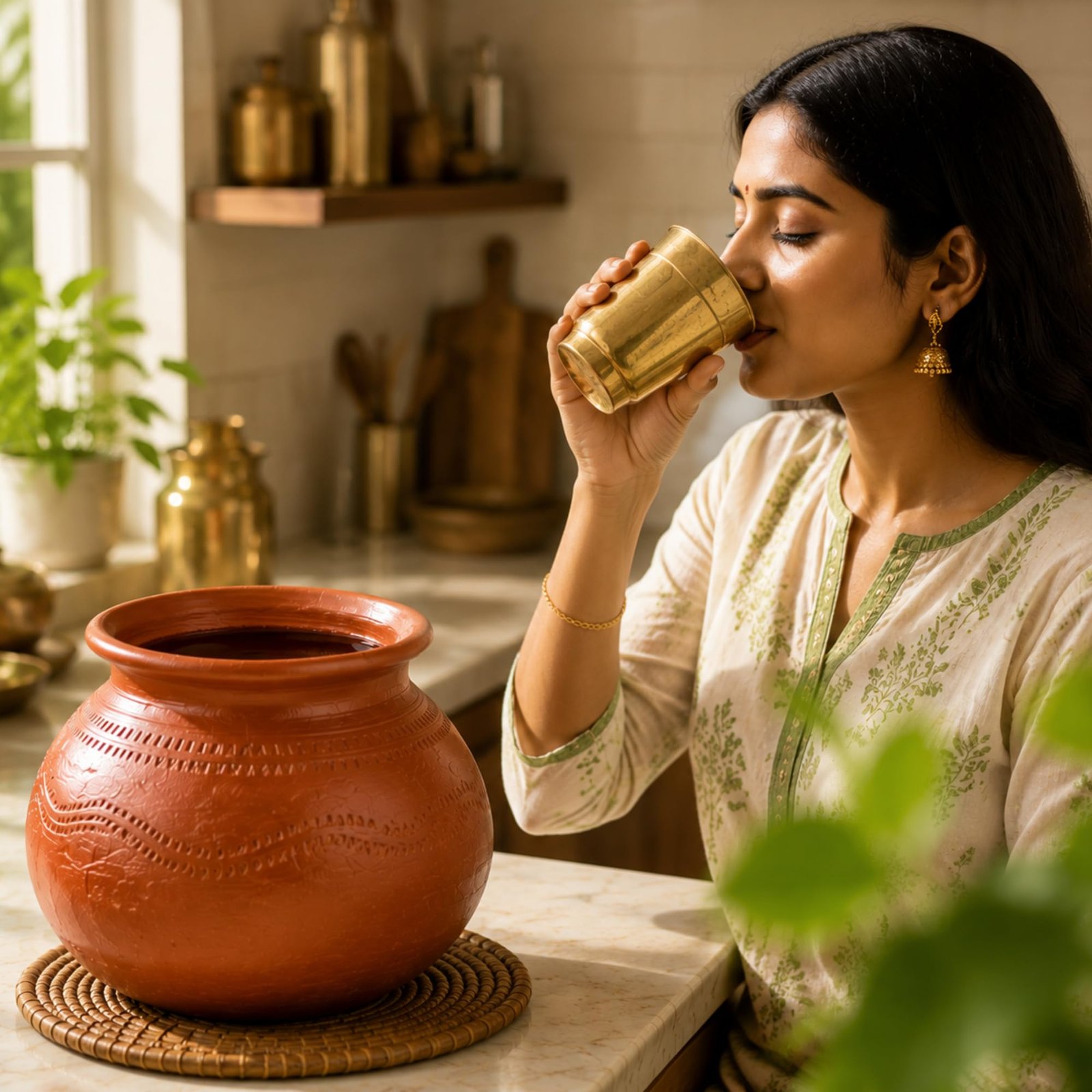 5 Litre Clay Water Pot for Drinking | Natural Earthen Matka | Keeps Water Cool | Healthy Traditional Mud Pot | Eco-Friendly Terracotta Water Storage Pitcher for Home & Kitchen - Image 3