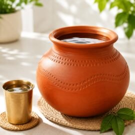 5 Litre Clay Water Pot for Drinking | Natural Earthen Matka | Keeps Water Cool | Healthy Traditional Mud Pot | Eco-Friendly Terracotta Water Storage Pitcher for Home & Kitchen