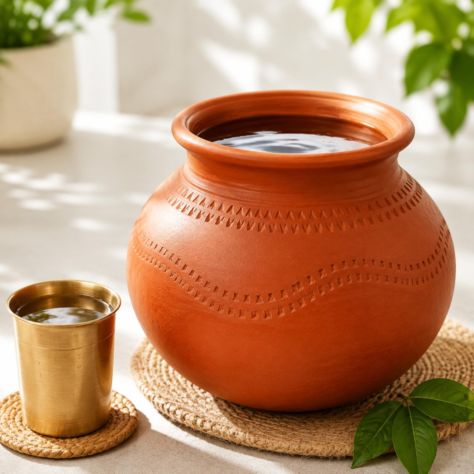 5 Litre Clay Water Pot for Drinking | Natural Earthen Matka | Keeps Water Cool | Healthy Traditional Mud Pot | Eco-Friendly Terracotta Water Storage Pitcher for Home & Kitchen