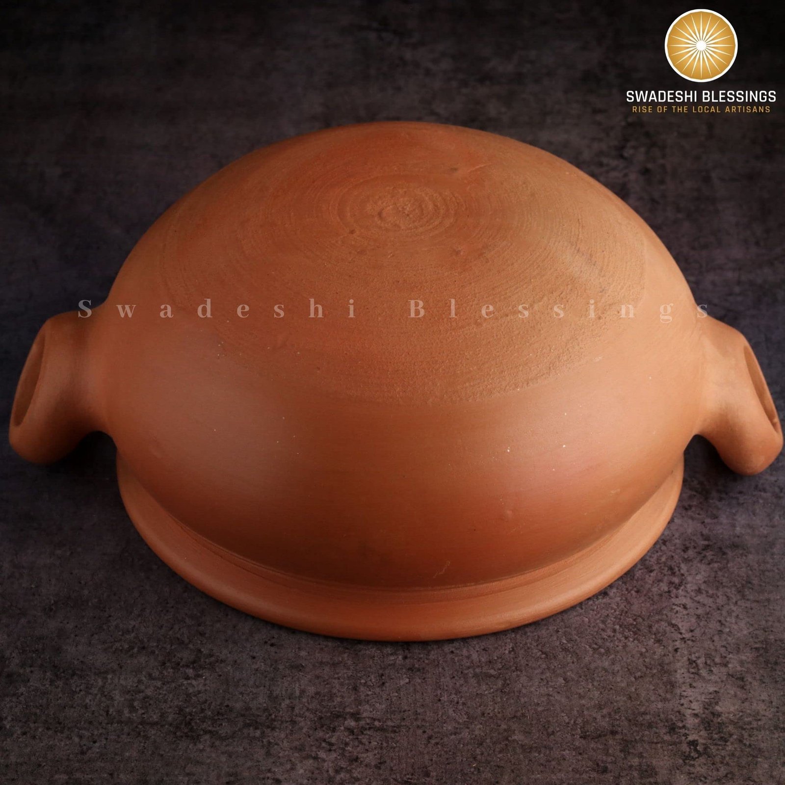 Swadeshi Blessings Exclusive Range Unglazed Clay Handi/Earthen Kadai/Clay Pot for Cooking & Serving with Lid (with Mirror Finish) + Free ASH for Cleaning (3 litres) - Image 5