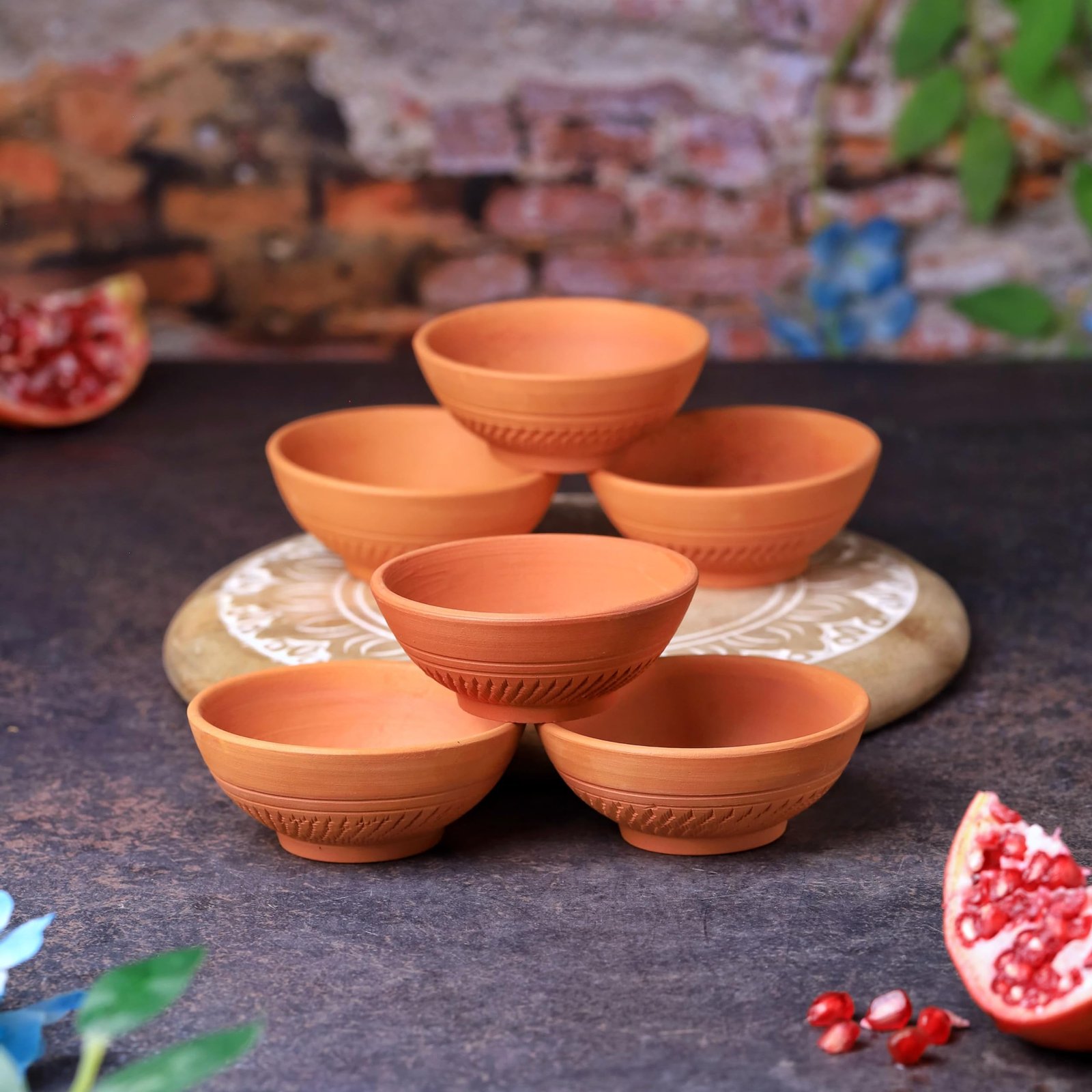 THE HANDICRAFTIAN Terracotta Chutney Bowl Set – Clay Bowls (25-30ml) | Eco-Friendly & Handmade | Retains Heat & Enhances Flavor | Non-Toxic & Biodegradable | Ideal for Traditional Dining (Set of 6)