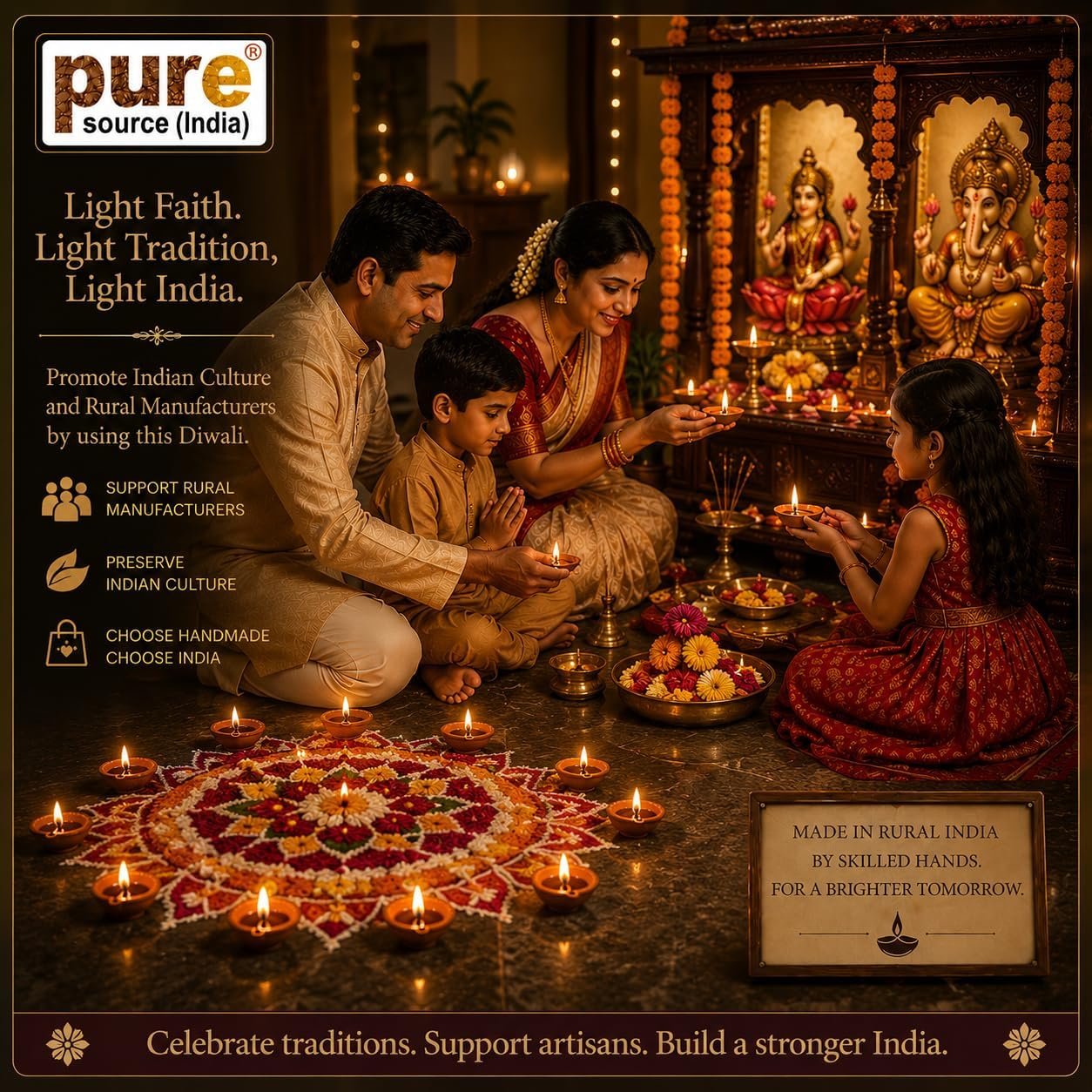 Pure Source India Natural Clay Traditional Diwali Ke Diye | Earthen Clay Diya | Mitti Ka Diva | Diyas for Pooja (101pcs) - Image 6