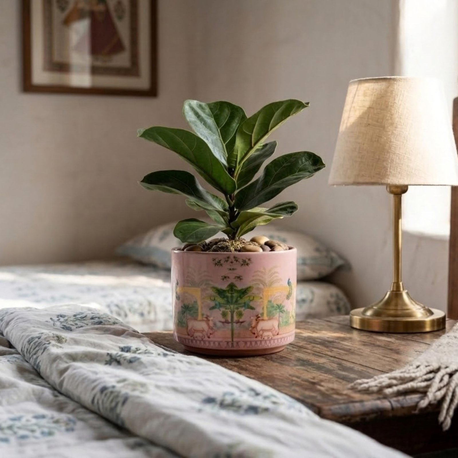 RESHA Interior & DECORTerracotta Pots for Plants Indoor Outdoor | PITCHWAI -2 Hand Painted Terracotta Planter | Pot for Home, Balcony, Office & Garden (Orange Base + White Pattern, Set of 1) - Image 7