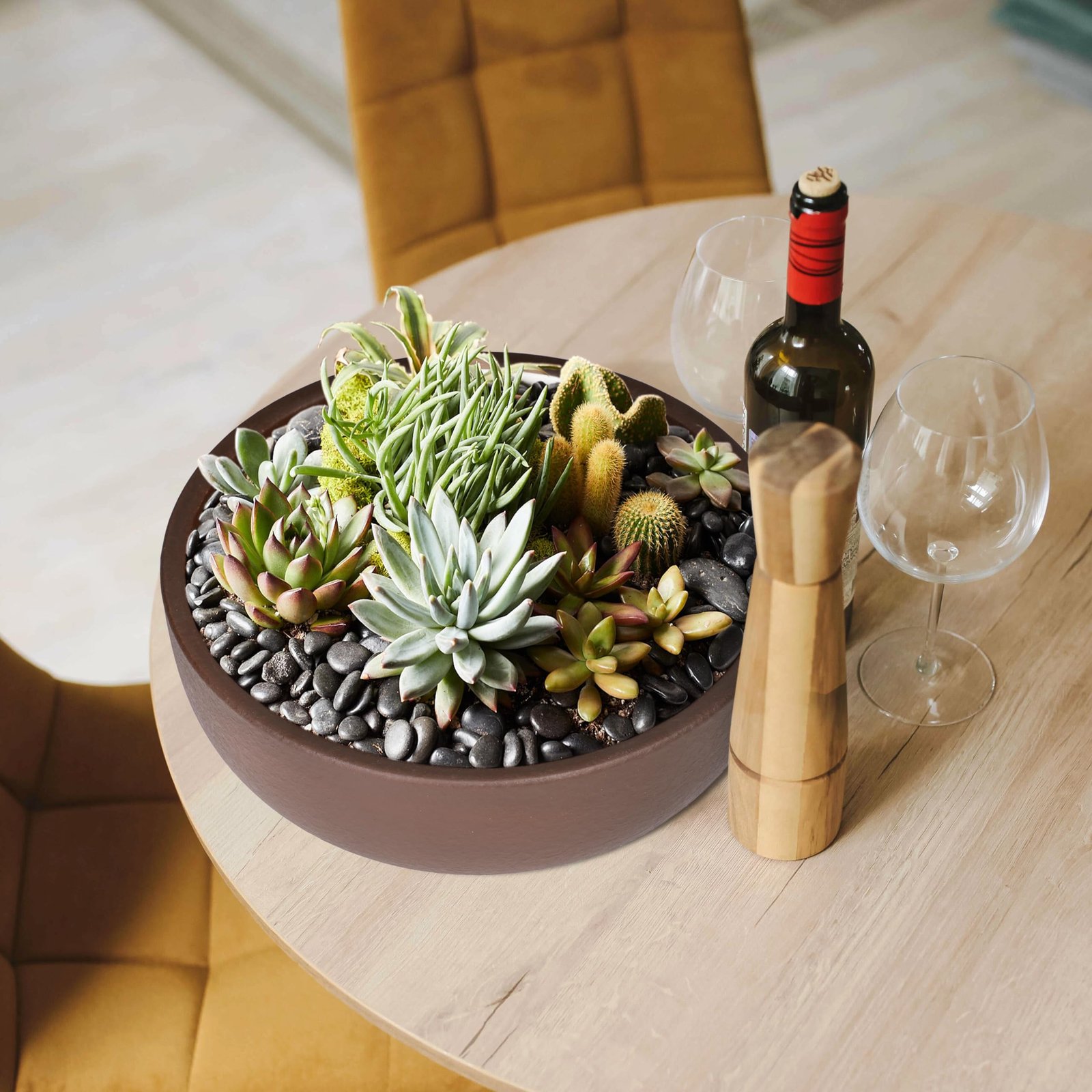 SQOWL 10 Inch Large Terracotta Planter Pot,Clay Succulent Bonsai Planter with Drainage Hole and Bamboo Saucer for Indoor Plants - Image 4