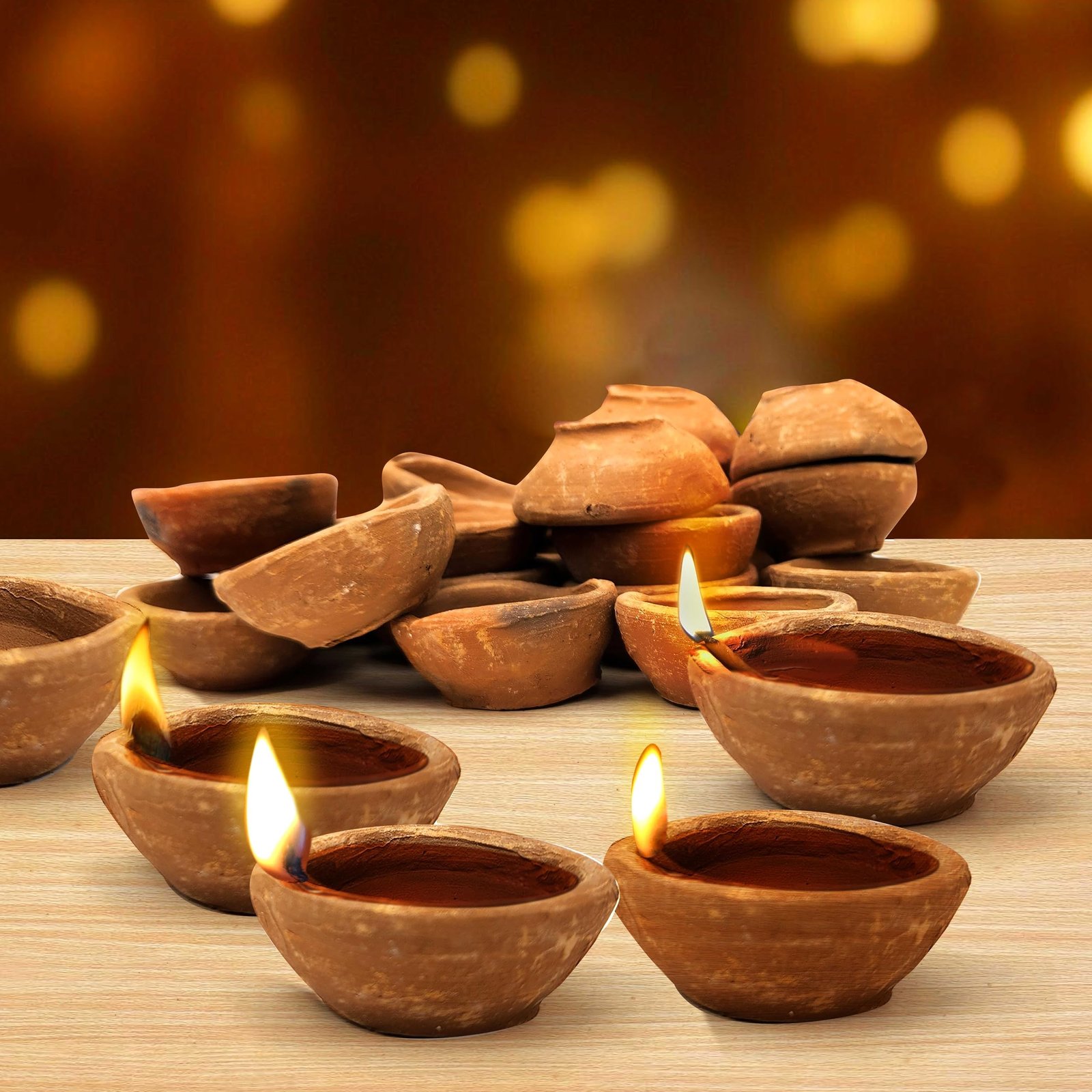 Pure Source India Natural Clay Traditional Diwali Ke Diye | Earthen Clay Diya | Mitti Ka Diva | Diyas for Pooja (101pcs) - Image 5