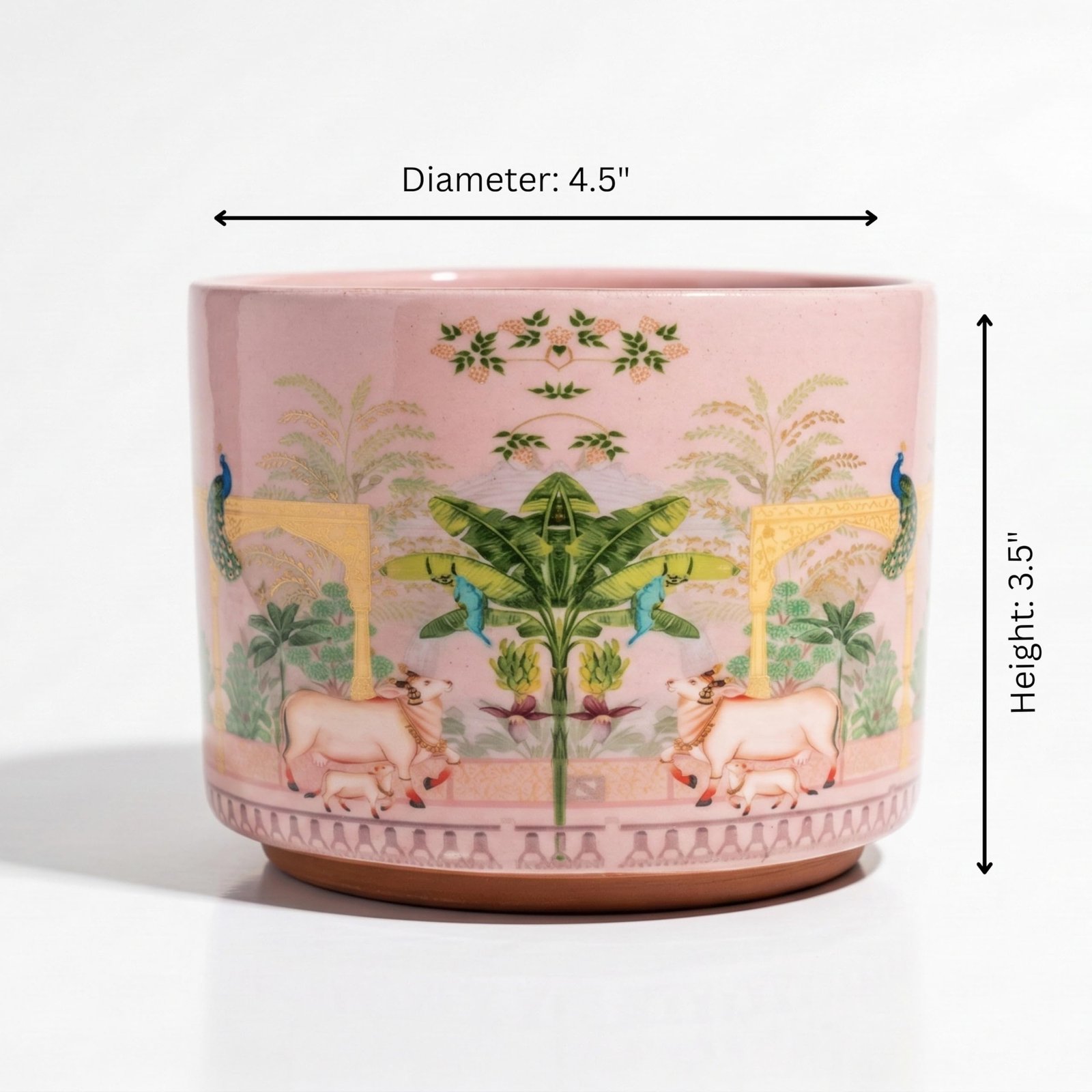 RESHA Interior & DECORTerracotta Pots for Plants Indoor Outdoor | PITCHWAI -2 Hand Painted Terracotta Planter | Pot for Home, Balcony, Office & Garden (Orange Base + White Pattern, Set of 1) - Image 5