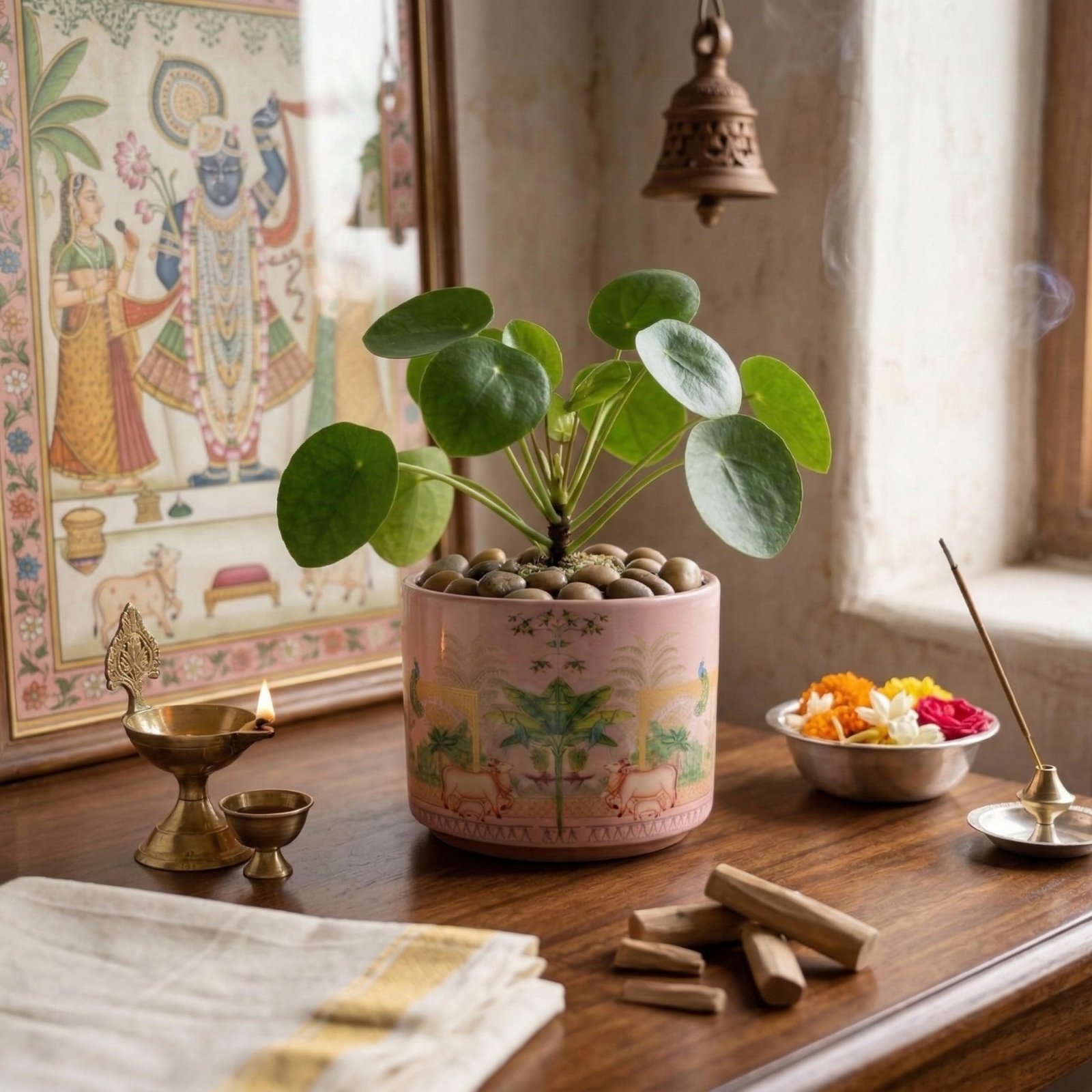 RESHA Interior & DECORTerracotta Pots for Plants Indoor Outdoor | PITCHWAI -2 Hand Painted Terracotta Planter | Pot for Home, Balcony, Office & Garden (Orange Base + White Pattern, Set of 1) - Image 6