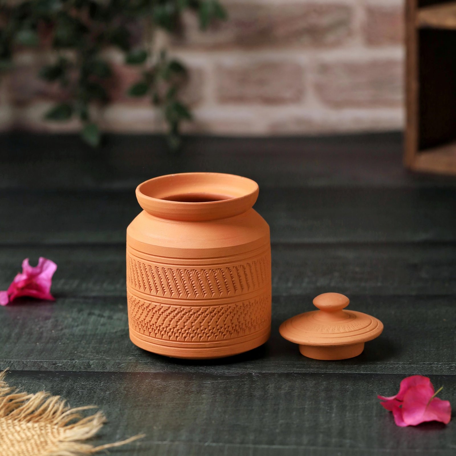THE HANDICRAFTIAN Handcrafted Terracotta Sugar Pot – 350 ML, Biodegradable Clay Jar – Multi-Purpose for Dry Fruits, Snacks, Traditional Rustic Design (Terracotta NAWABI SUGAR POT, Set of 1) - Image 4