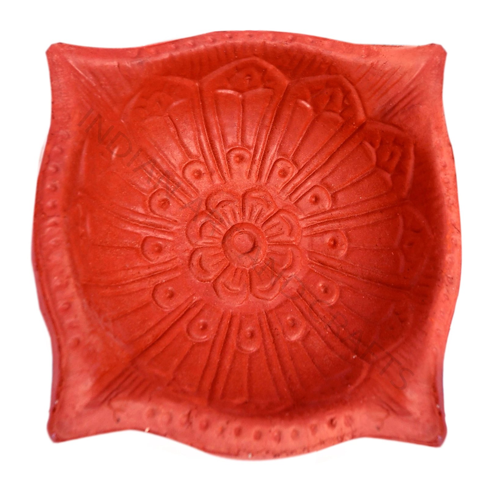 Indian Art & Crafts Handmade Designer 4 Mukhi Clay Diya Set of 8 for Diwali Pooja Decoration - Image 2