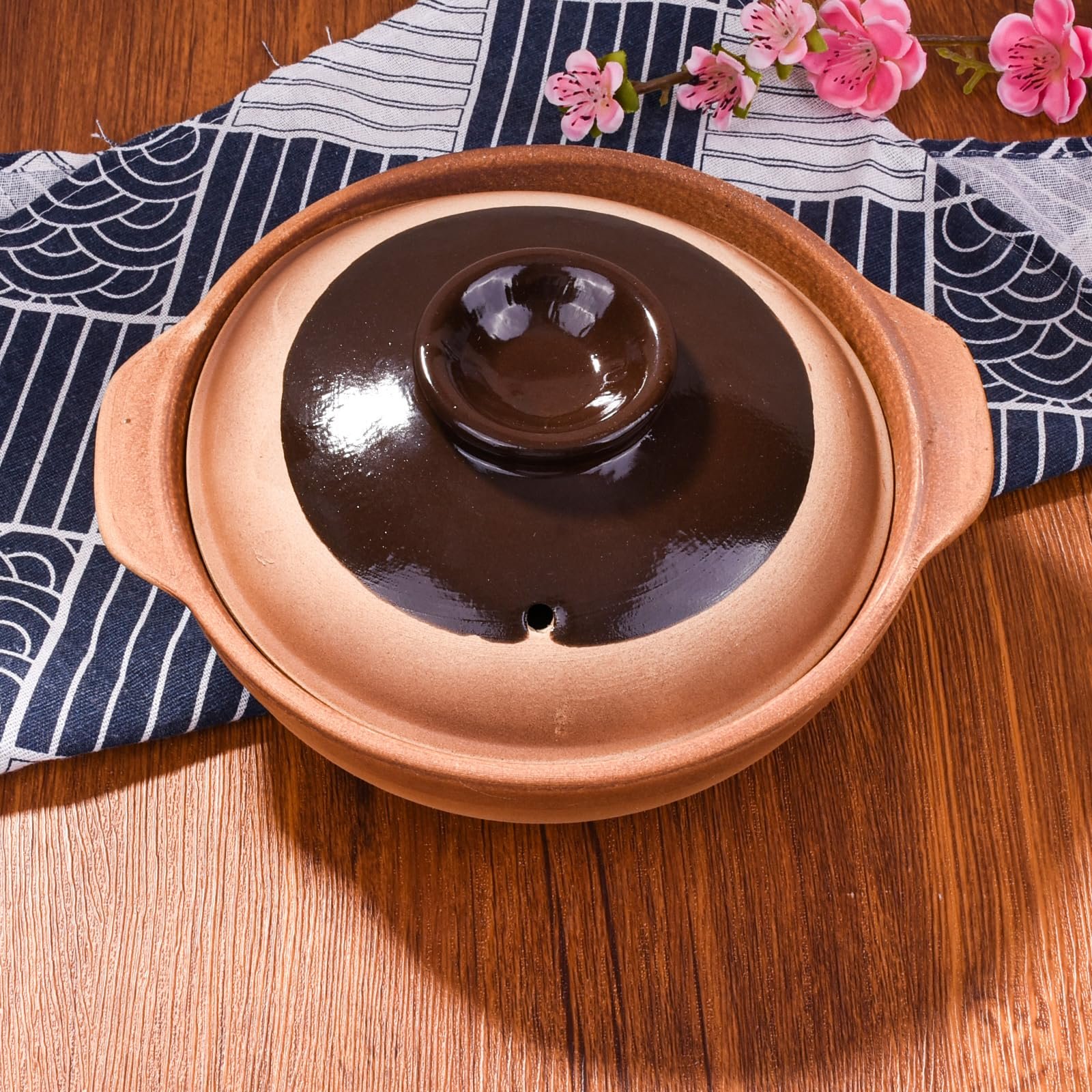 Ceramic Casserole Pot with Lid and Handles, 7.2'' Earthen Clay Cooking Pot - Image 8