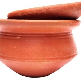 VILLAGE KRAFT Unglazed Handcrafted,Ecofriendly Terracotta Earthen/Clay/Mitti/Mati Dahi,Curd,Yogurt Mathani/Setting/Serving/Cooking Dal Curry Biryani Handi Bowl Pot | Mitti Ke Bartan,Brick Red (300 ML)