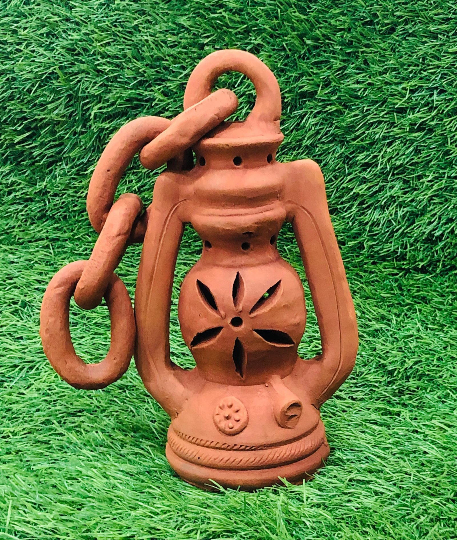 ShopMeFast Decorative Traditional Clay Terracotta Lantern, 23 cms, Hanging Lantern for Home Decor and Garden Decor - Image 9